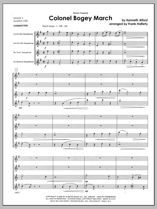 Colonel Bogey March - Full Score (Woodwind Ensemble) von Halferty