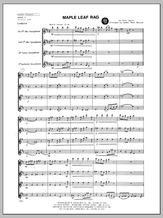 Maple Leaf Rag - Full Score (Woodwind Ensemble) von McLeod