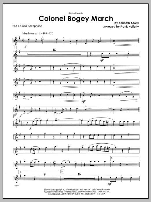 Colonel Bogey March - Alto Sax 2 (Woodwind Ensemble) von Halferty