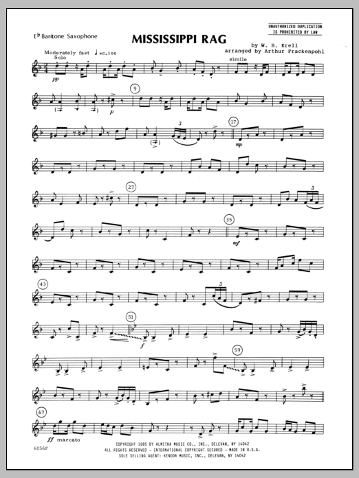 Mississippi Rag - Baritone Sax (Woodwind Ensemble) von Arthur Frackenpohl