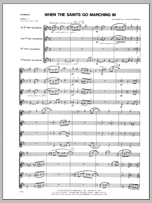 When the Saints Go Marching In - Full Score (Woodwind Ensemble) von Niehaus