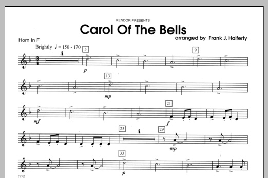 Carol of the Bells - Horn (Woodwind Ensemble) von Halferty