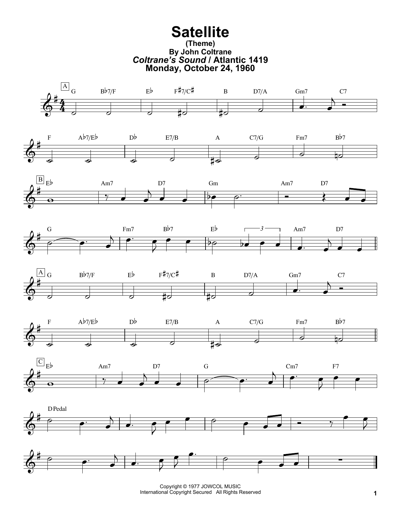 Satellite (Tenor Sax Transcription) von John Coltrane