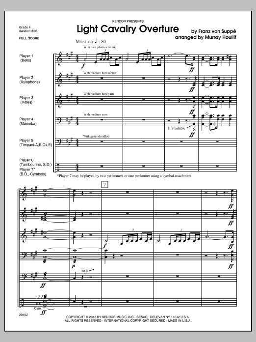 Light Cavalry Overture - Full Score (Percussion Ensemble) von Houllif