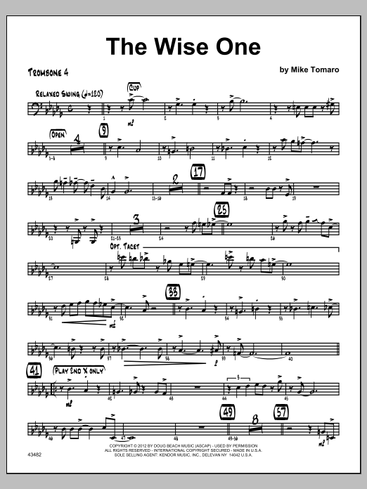 Wise One, The - Trombone 4 (Jazz Ensemble) von Tomaro