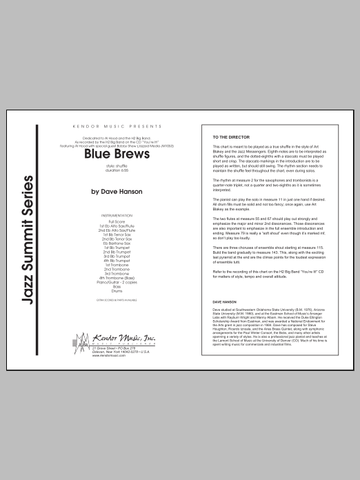 Blue Brews - Full Score (Jazz Ensemble) von Hanson