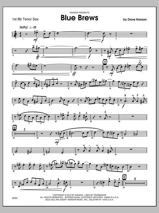 Blue Brews - Tenor Sax 1 (Jazz Ensemble) von Hanson