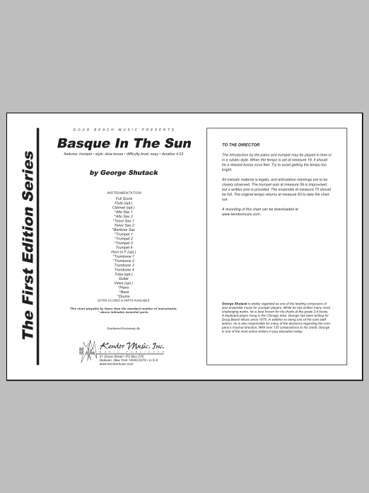 Basque In The Sun - Full Score (Jazz Ensemble) von Shutack