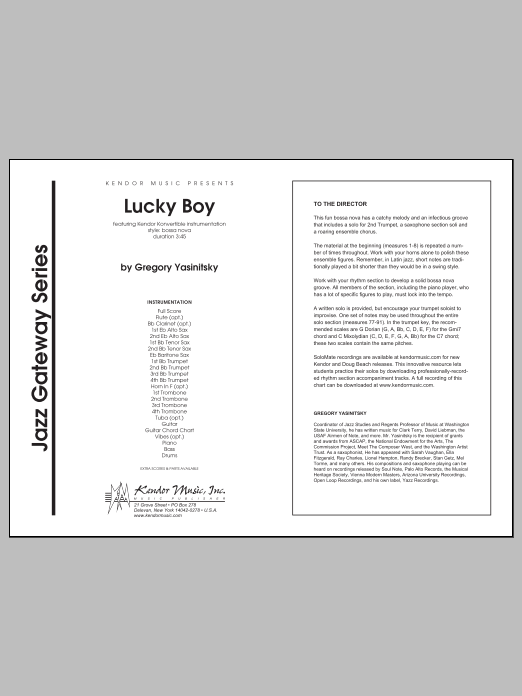 Lucky Boy - Full Score (Jazz Ensemble) von Yasinitsky