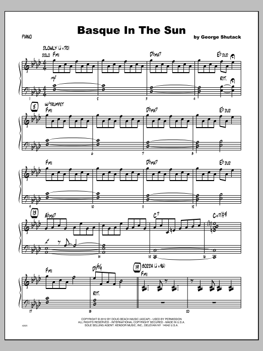 Basque In The Sun - Piano (Jazz Ensemble) von Shutack