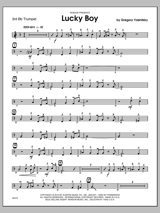 Lucky Boy - Trumpet 3 (Jazz Ensemble) von Yasinitsky