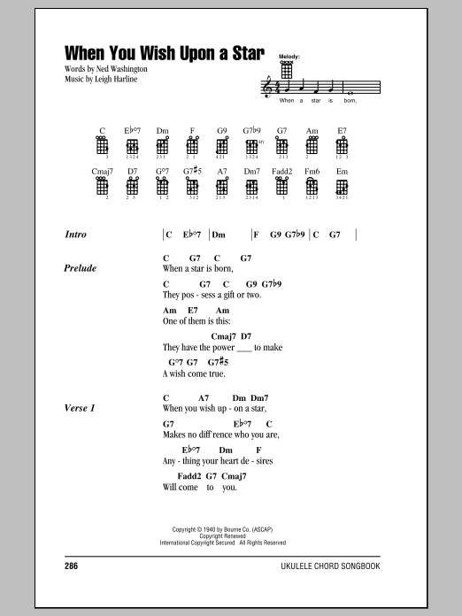 When You Wish Upon A Star (from Pinocchio) (Ukulele Chords/Lyrics) von Cliff Edwards
