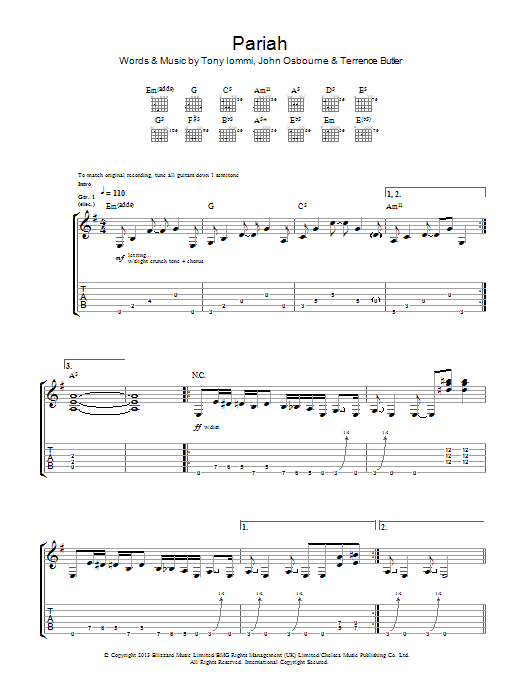 Pariah (Guitar Tab) von Black Sabbath