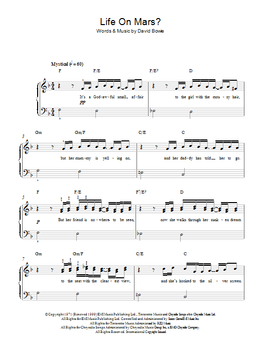 Life On Mars? (Easy Piano) von David Bowie