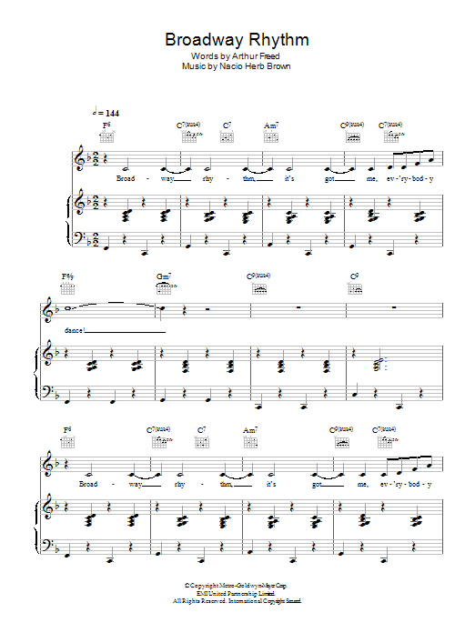Broadway Rhythm (Piano, Vocal & Guitar Chords) von Nacio Herb Brown