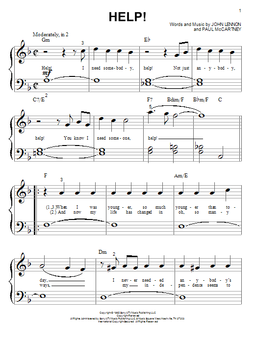 Help! (Big Note Piano) von The Beatles