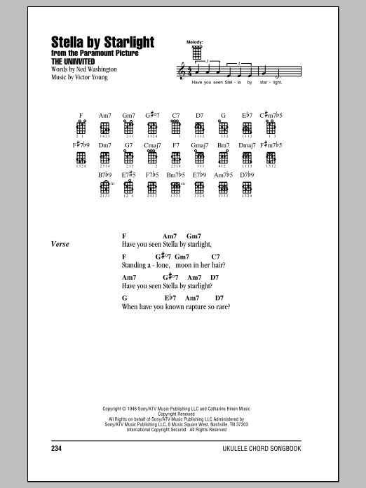 Stella By Starlight (Ukulele Chords/Lyrics) von Ray Charles