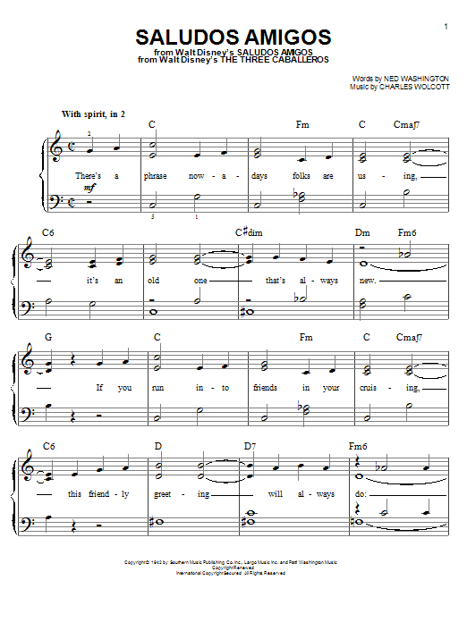Saludos Amigos (Easy Piano) von Charles Wolcott