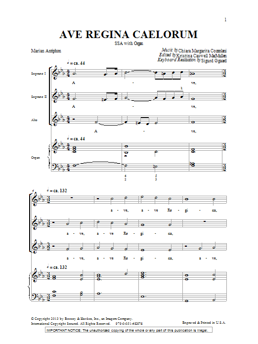 Ave Regina Caelorum (SSA Choir) von Kristina MacMullen