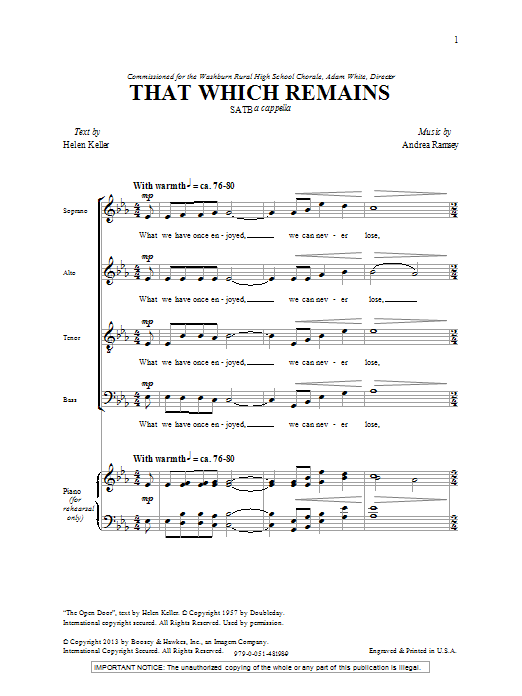 That Which Remains (SATB Choir) von Andrea Ramsey