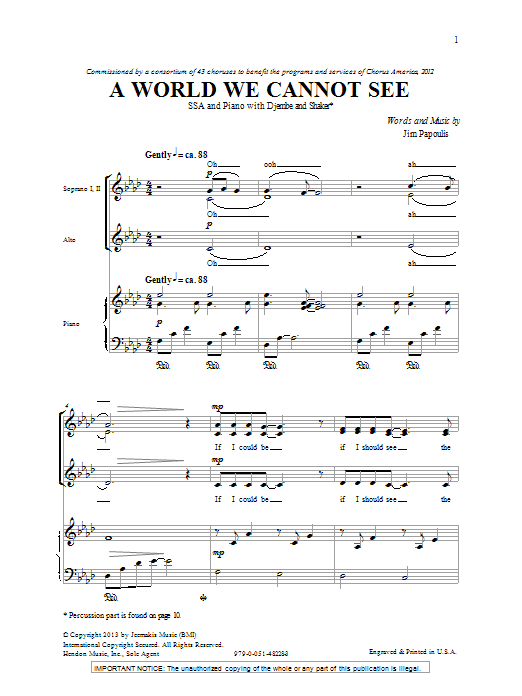 A World We Cannot See (SSA Choir) von Jim Papoulis