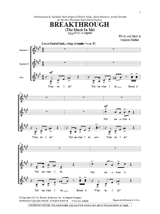 Breakthrough (SSA Choir) von Stephen Hatfield