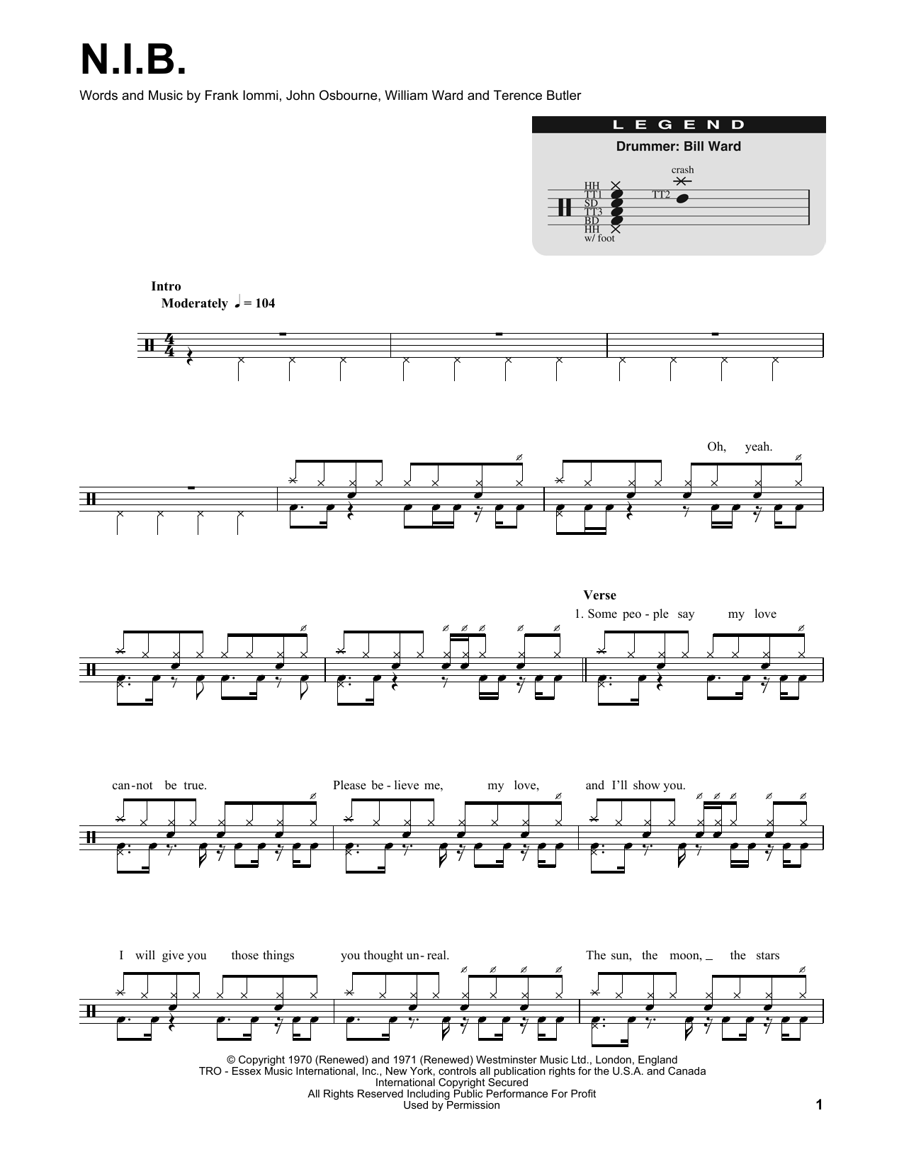 N.I.B. (Drums Transcription) von Black Sabbath