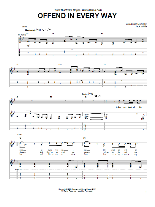 Offend In Every Way (Guitar Tab) von The White Stripes