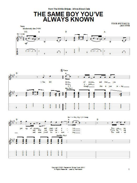 The Same Boy You've Always Known (Guitar Tab) von The White Stripes