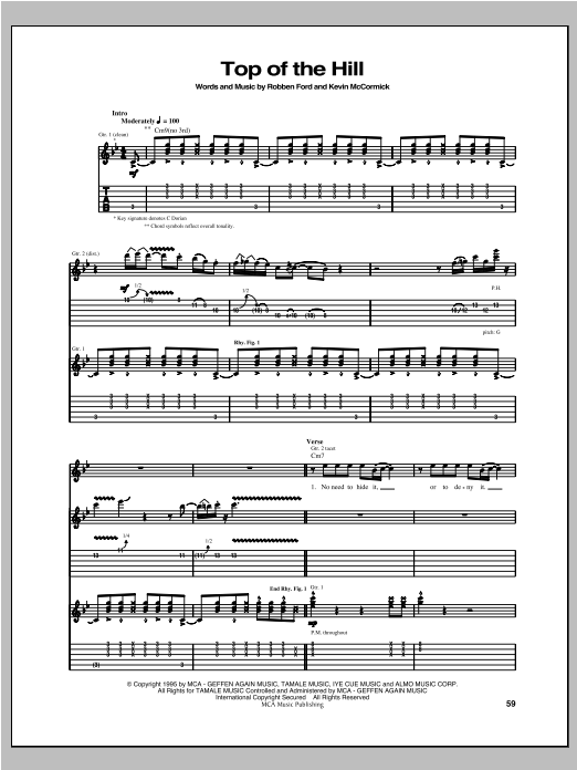 Top Of The Hill (Guitar Tab) von Robben Ford