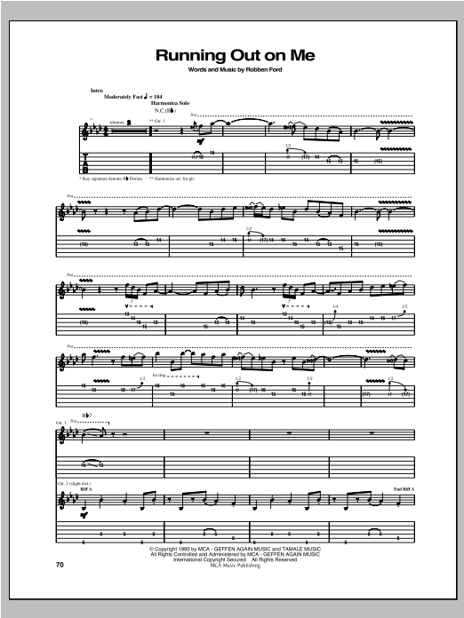 Running Out On Me (Guitar Tab) von Robben Ford