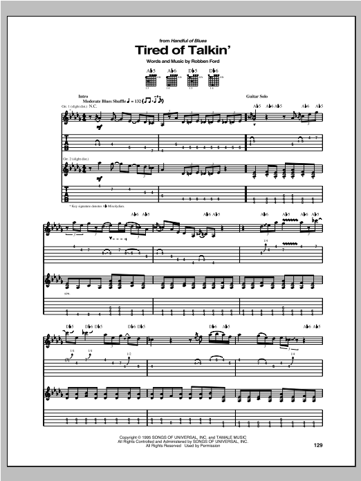 Tired Of Talkin' (Guitar Tab) von Robben Ford