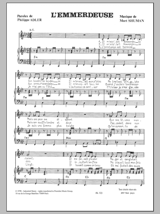 L'emmerdeuse (Piano & Vocal) von Mort Shuman