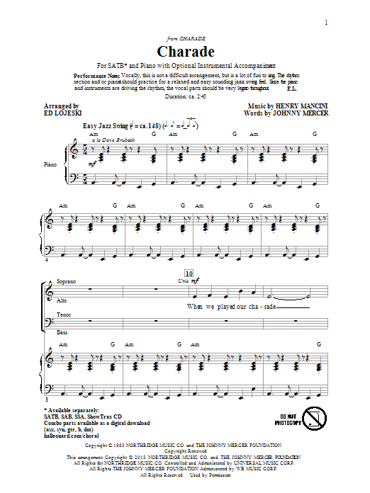 Charade (SATB Choir) von Ed Lojeski