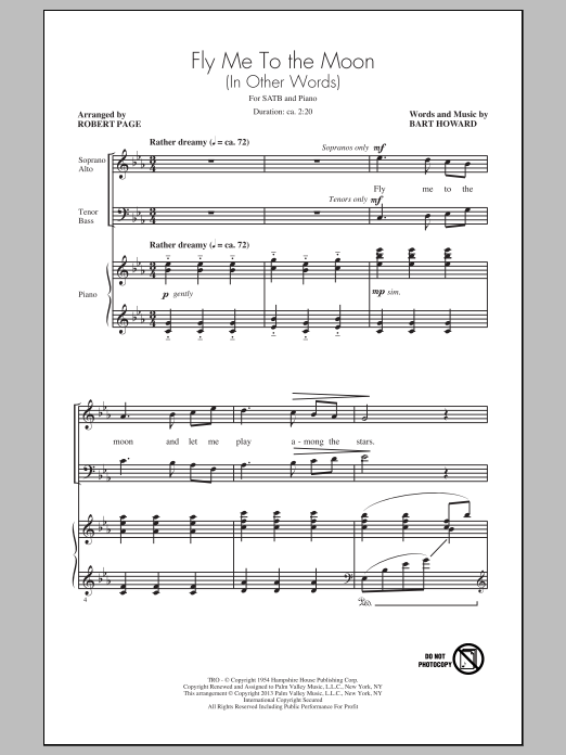 Fly Me To The Moon (In Other Words) (SATB Choir) von Tony Bennett