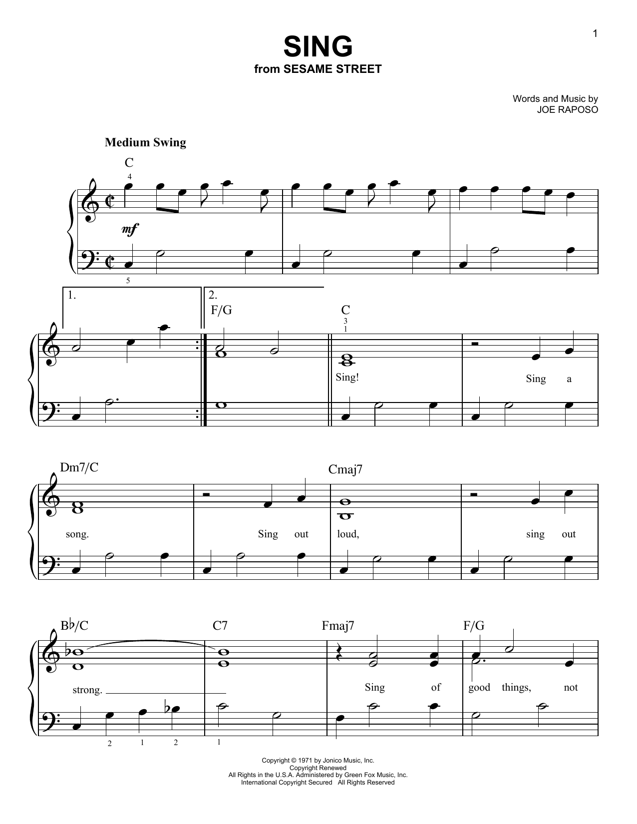 Sing (Easy Piano) von The Carpenters