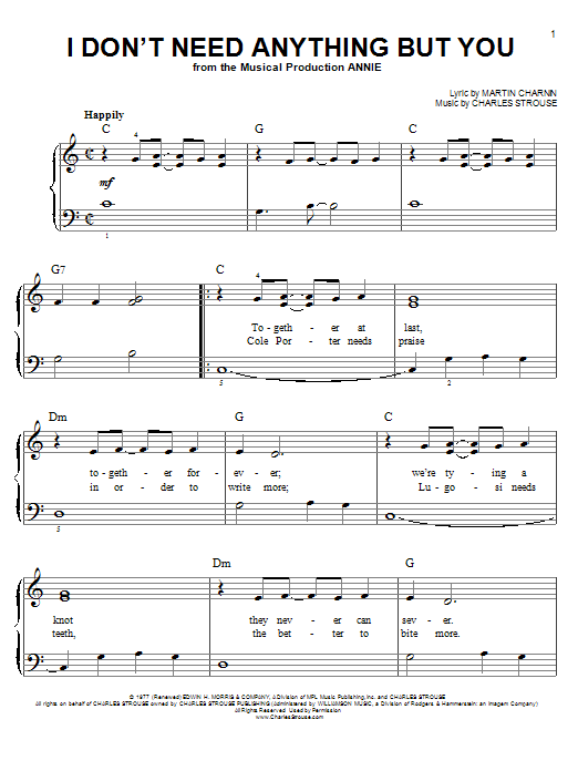 I Don't Need Anything But You (Easy Piano) von Martin Charnin