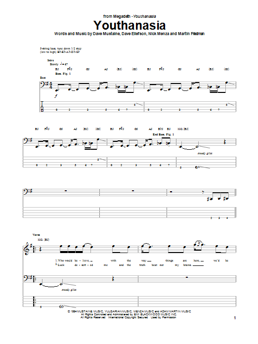 Youthanasia (Bass Guitar Tab) von Megadeth
