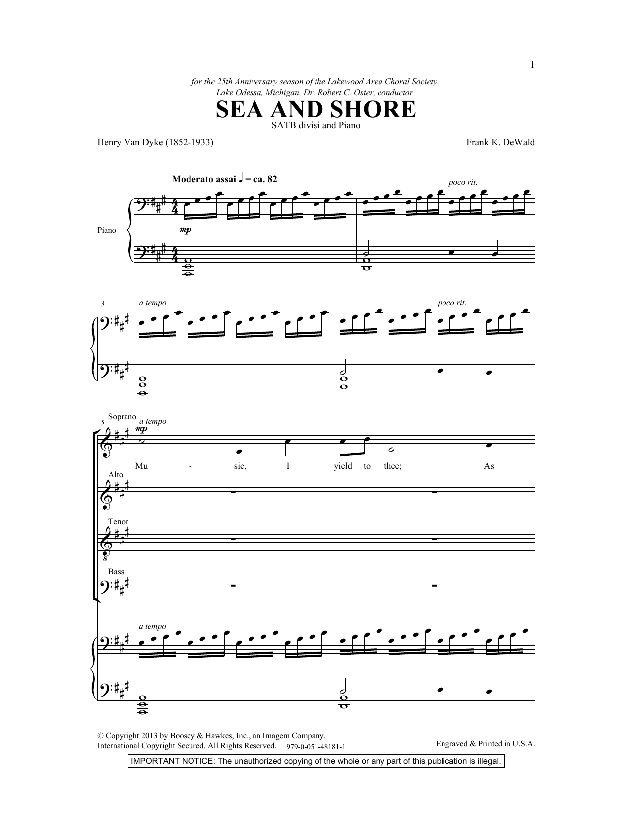 Sea And Shore (SATB Choir) von Frank DeWald