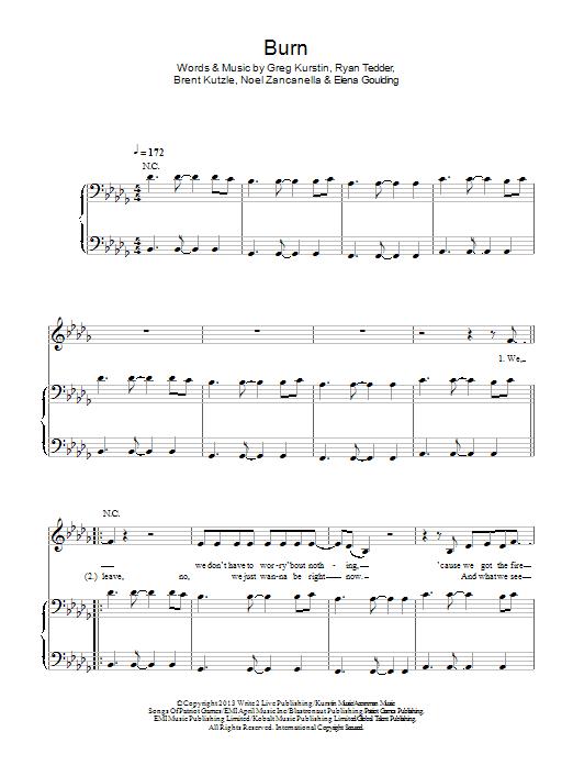 Burn (Piano, Vocal & Guitar Chords) von Ellie Goulding