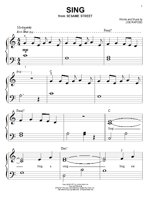 Sing (Big Note Piano) von Carpenters