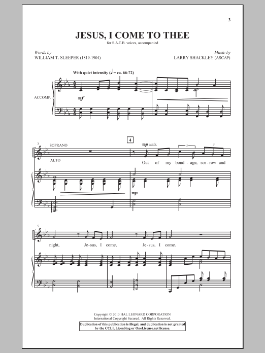 Jesus, I Come (SATB Choir) von William T. Sleeper