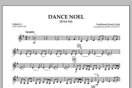 Dance Noel (Il Est Ne) - Violin 3 (Viola Treble Clef) (Orchestra) von John Leavitt