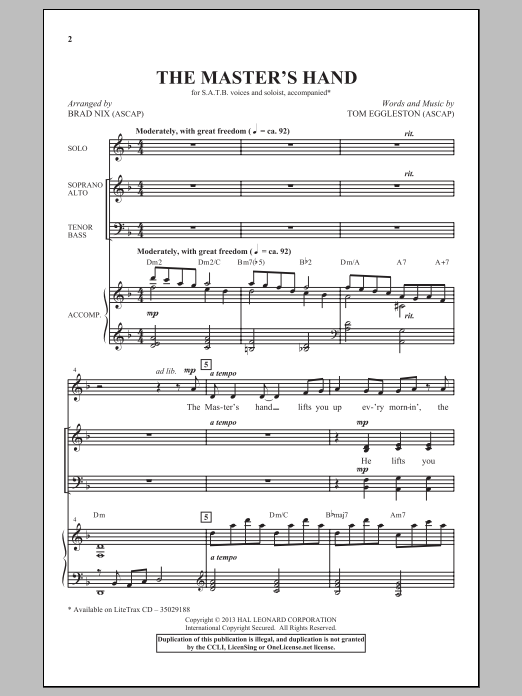 The Master's Hand (SATB Choir) von Brad Nix