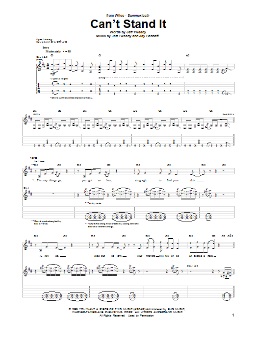 Can't Stand It (Guitar Tab) von Wilco