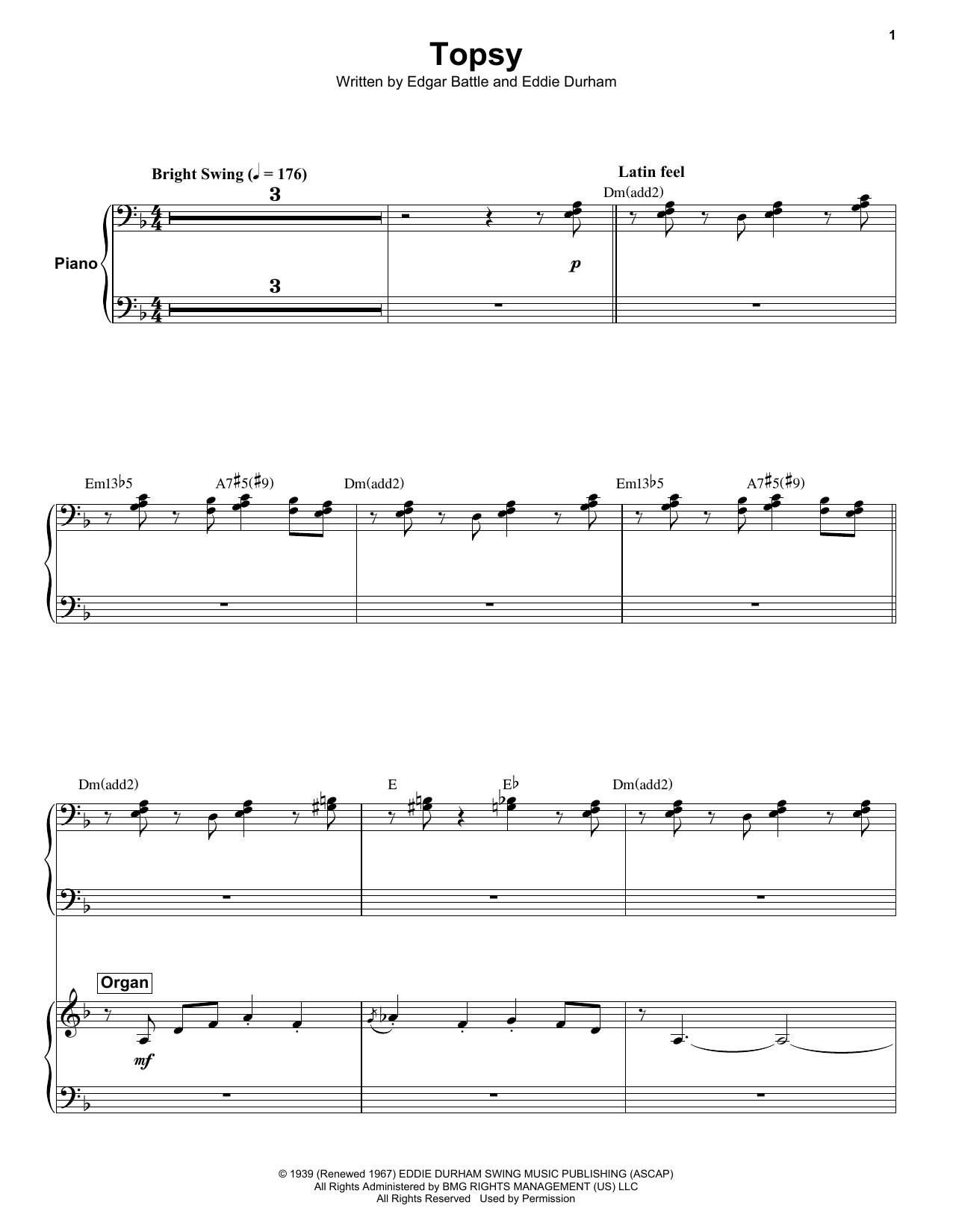 Topsy (Keyboard Transcription) von Cozy Cole