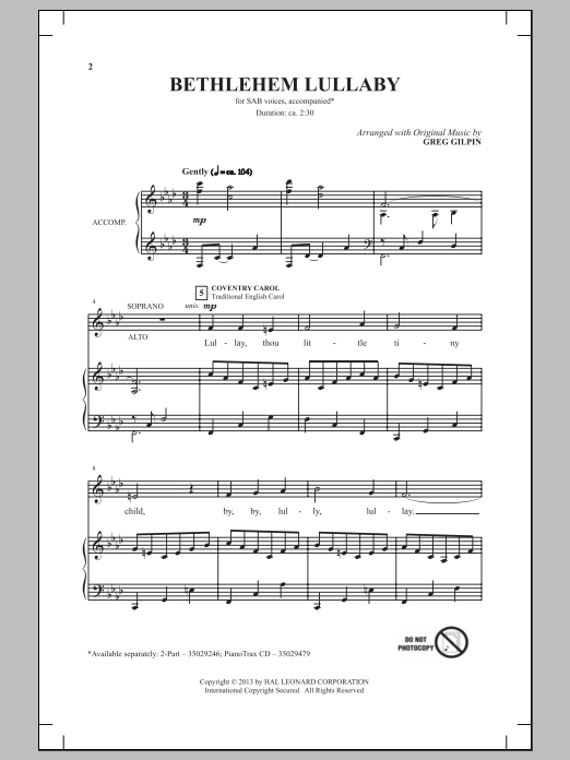 Bethlehem Lullaby (SAB Choir) von Greg Gilpin