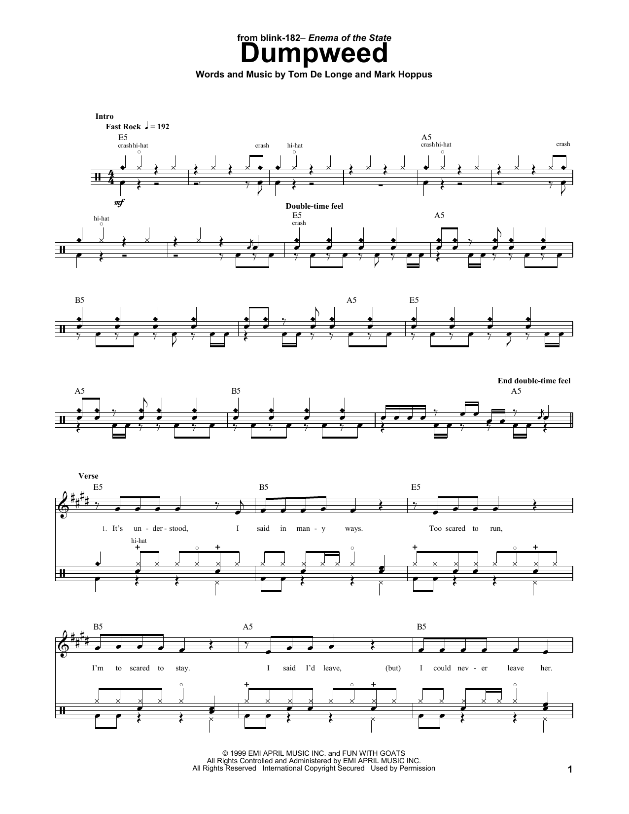 Dumpweed (Drums Transcription) von Blink 182