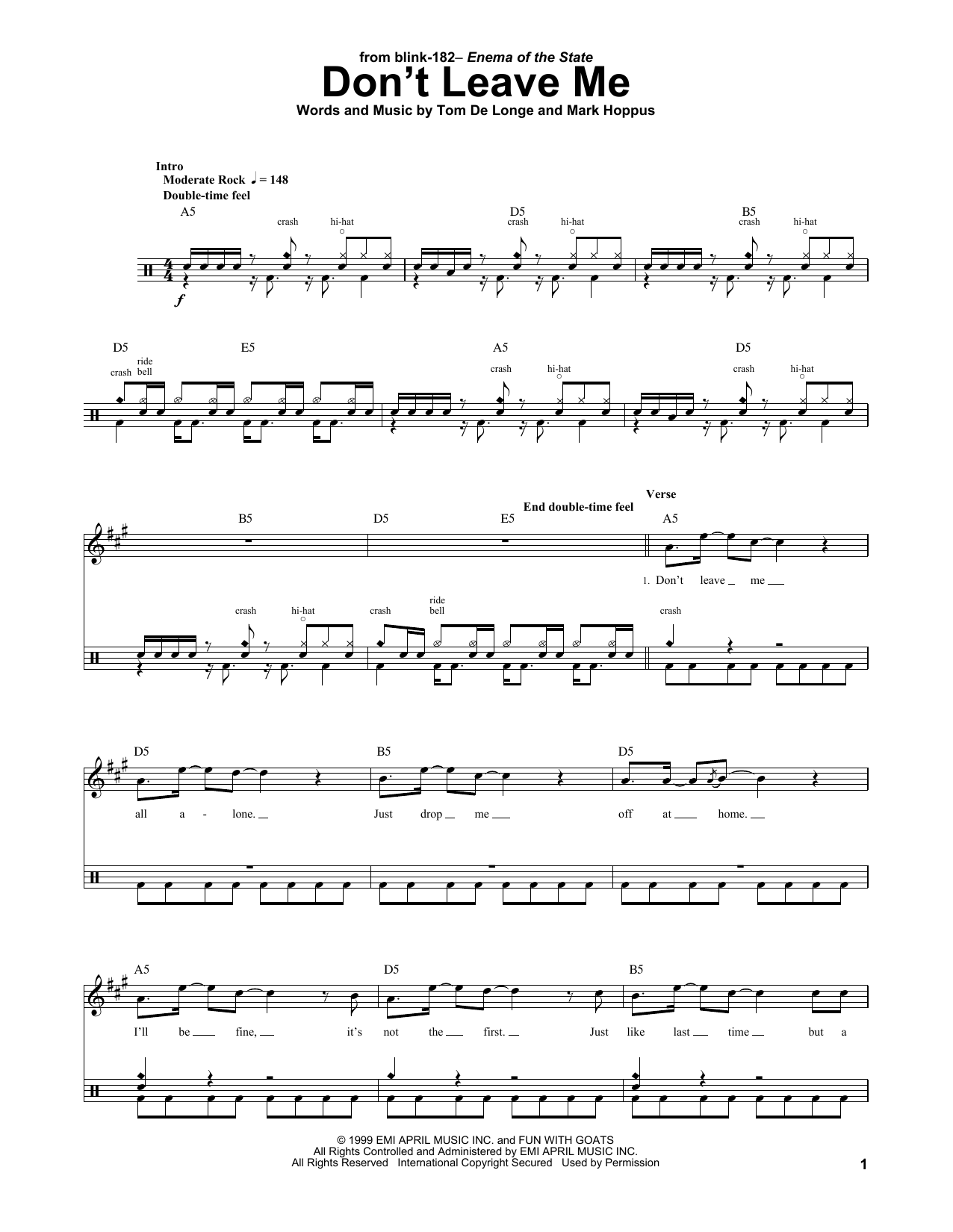 Don't Leave Me (Drums Transcription) von Blink 182