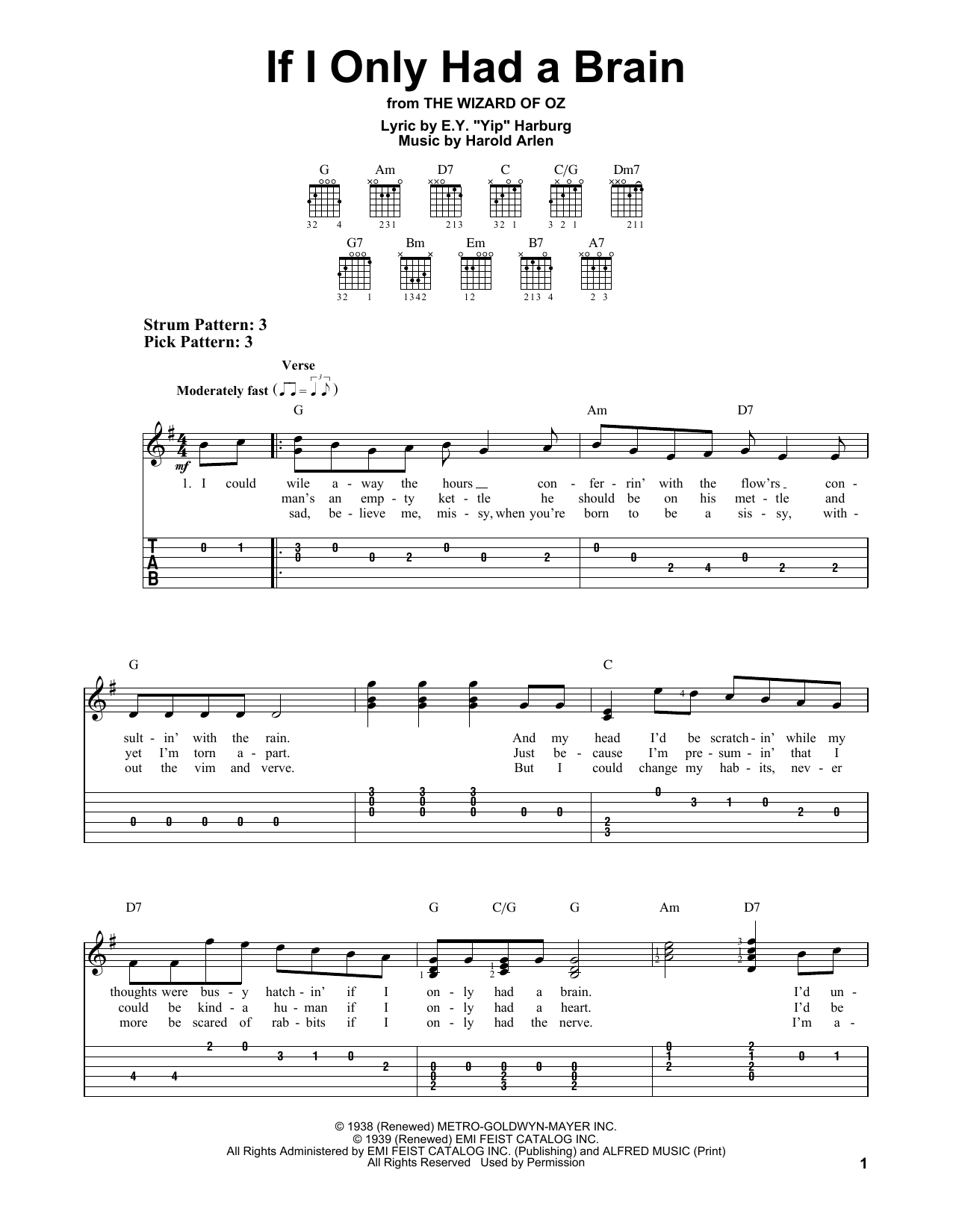 If I Only Had A Brain (Easy Guitar Tab) von E.Y. 